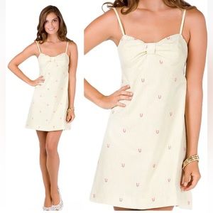 Lilly Pulitzer Kelley Starfruit Yellow Horseshoe Seersucker Dress. Sz 6